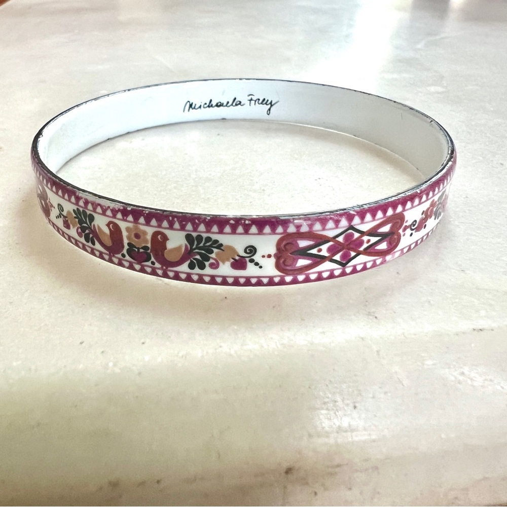 Michaela Frey Hand Painted Enameled Bangle Bracelet - Picture 7 of 7